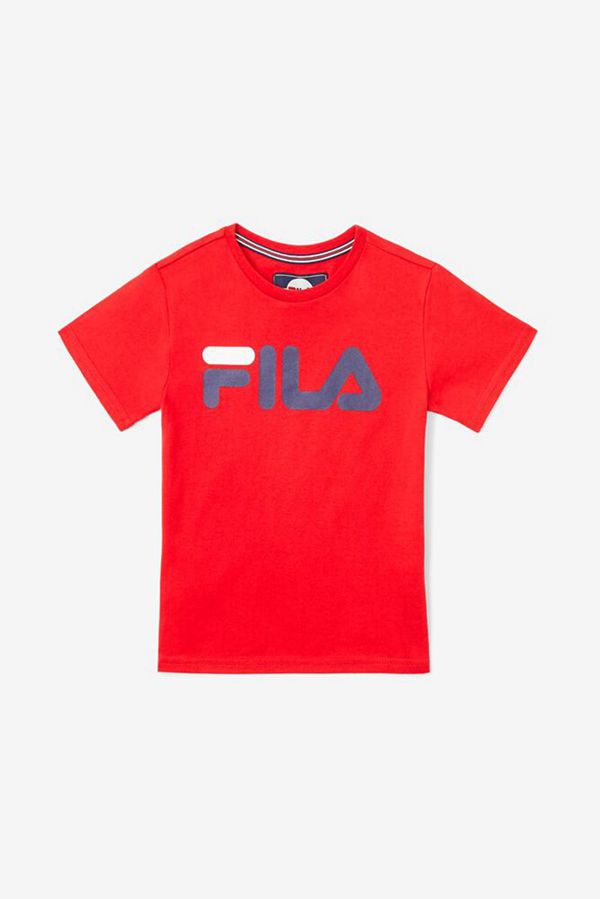 Camisetas Fila Rapaz Vermelhas - Fila White Sleeve Logo Outlet Portugal,NKTR-73168